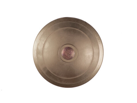 Round bronze shield isolated on white background