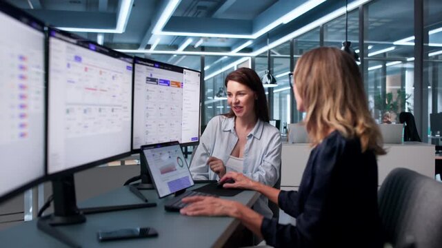 Mature Woman Reviews Data Privacy Reports Using Computer