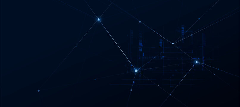Futuristic digital glowing blue lines technology background with Innovation and connection network background for tech event poster or presentation product business