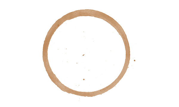 Coffee cup stain ring isolated on white background
