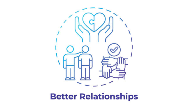 Better relationships vector illustration featuring colorful gradient line art icons for social connection and team unity