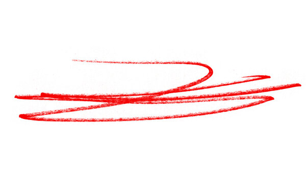 Red crayon scribble isolated on a transparent background for design elements