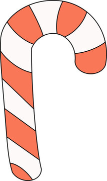 Candy Cane Flat Vector Illustration