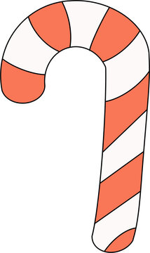 Candy Cane Flat Vector Illustration