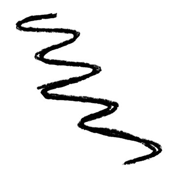 Black zigzag line drawn with charcoal pencil isolated on a transparent background