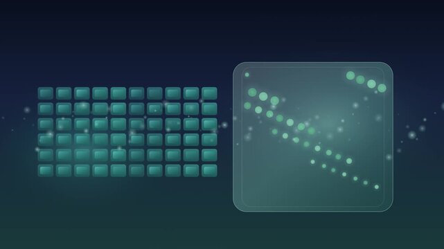 Dynamic Digital Interface Animation With Glowing Data Visualization And Rectangular Grids On A Dark Background