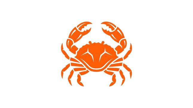 An orange crab vector logo design isolated on a clean white background and perfectly suited for seafood restaurants