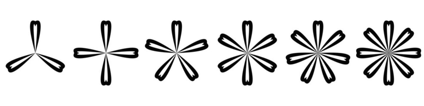 Leaf star collection - minimal flat monochromatic geometric graphics