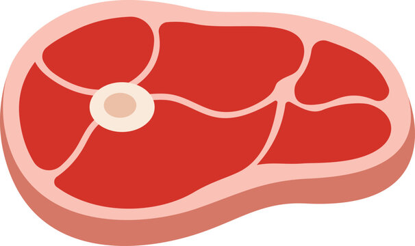 Steak illustration with marbled fat and red meat on pale background, presenting simple food graphic suitable for cooking, nutrition, menu, and butcher shop themes