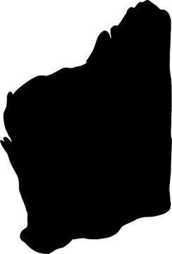 Black vector silhouette map of Western Australia isolated on a clean white background, ideal for educational, geographic, and design projects.