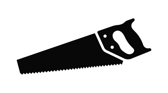 Hand saw silhouette against a white background simple vector illustration