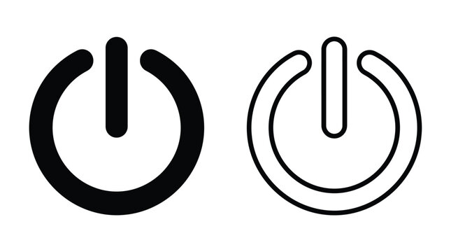 Power button icon in solid and line styles on a white background