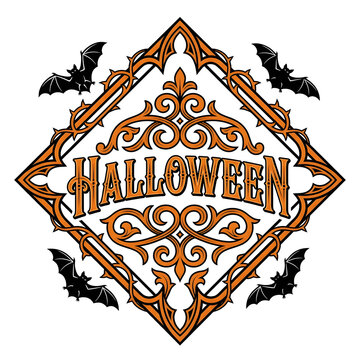 Ornamental Diamond Halloween Typography Frame