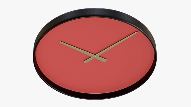 Red Clock 3D Rendering 