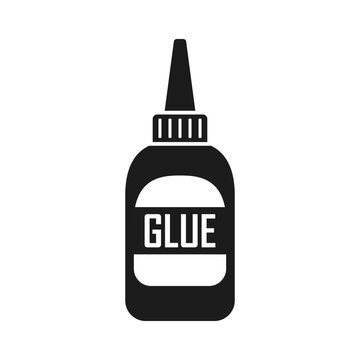 Glue bottle icon in flat silhouette style. Office supply vector illustration on isolated background. Adhesive paste stationery sign business concept.