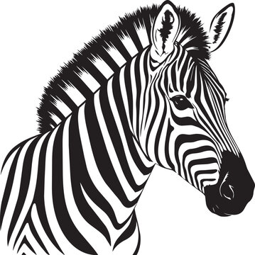zebra head silhouette with detailed stripes vector illustration