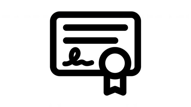 certificate animated Line Icons Premium 4K, Modern Minimal Outline Motion Graphics Collection