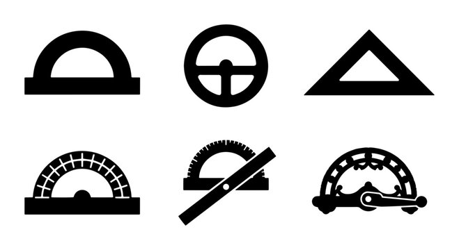 70 Geometric Measuring Tools Vector Icons: Protractor, Triangle, Compass Set, Engineering, Drafting, Education, Math Symbols 100