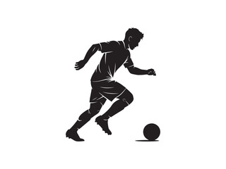 Fototapeta premium Silhouette of a young man playing soccer on a plain background
