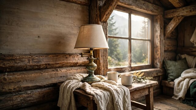 Rustic Farmhouse Interior with Natural Light and Cozy Decor
