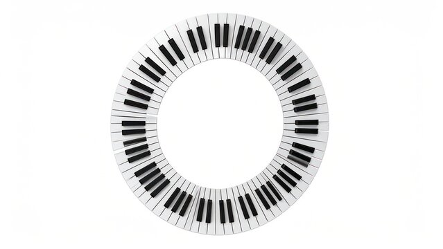 Circular piano keyboard design on white background