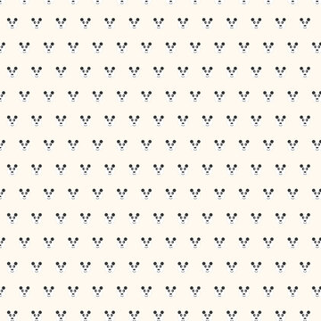 Cute Panda Bear Face Seamless Vector Pattern, Cute Animals Background