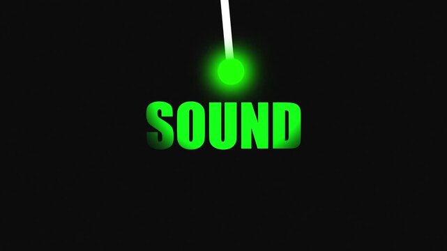 Digital welcome visual with gradient "SOUND" text, glowing cyan dot, and white laser animation. Gradient Colored Text with Glowing white Laser Beam welcome.4k video black background,
