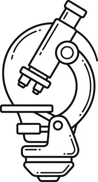 Hand Drawn Light Bulb in Microscope Shape Outline Icon Symbolizing Scientific Discovery Creative Innovation and New Research Ideas