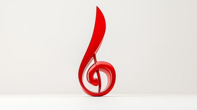 Red musical note, stylized and glossy