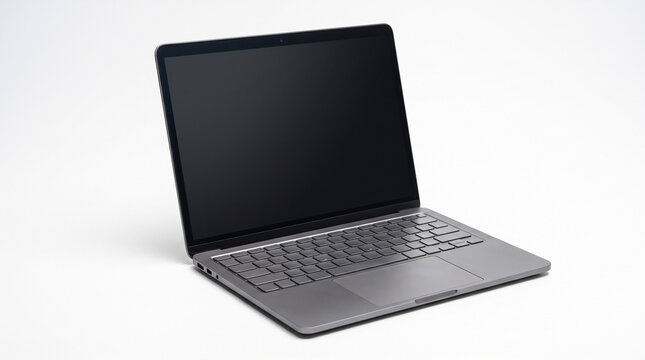 Professional Sleek Silver Portable Laptop Computer Isolated on White Background for Digital Work and Online Education
