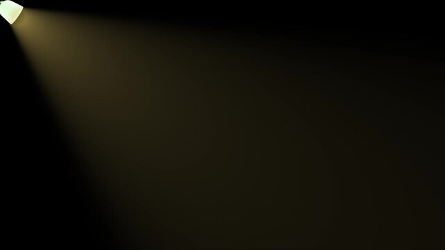 golden corner spotlight light beam animation glowing stage illumination ray dark background motion graphic element seamless looping video