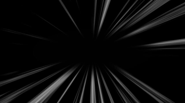 Cartoon fast zoom speed lines animation in alpha channel transparent background. Abstract zoom anime dynamic zoom speed lines animation