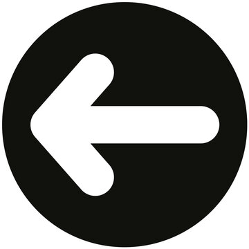 White Left Direction Arrow Icon in Black Circle Transparent PNG