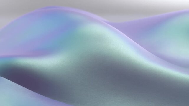 Abstract pastel waves changing shape in a soft blue and lavender gradient background
