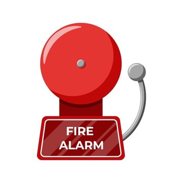   
Red fire alarm bell with safety sign