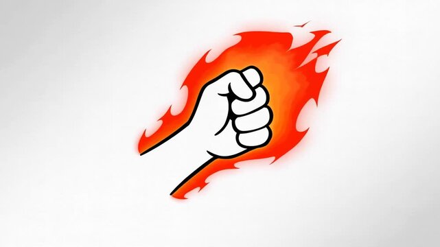 Clenched fist hand illustration on white background symbolizing strength and protest