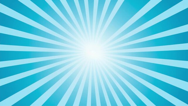 Video blue sun rays rotating. Pop art and comic style background animated, blue sunburst ray animation video, Comic book style blue sunburst radial rays pop art background loop.