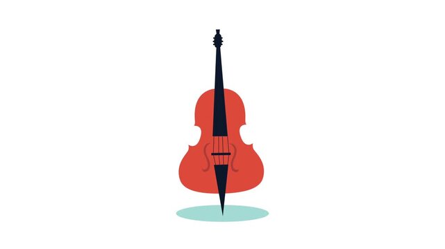 Animated cello playing music, classical instrument motion graphic with background.