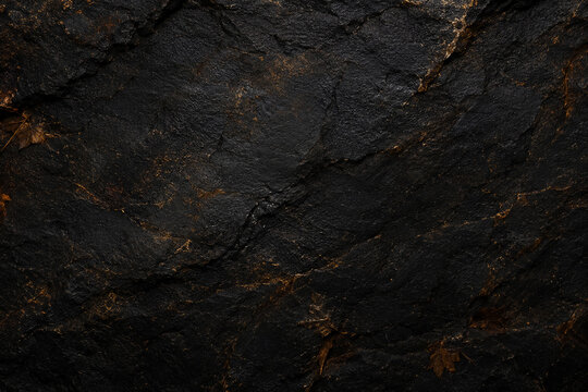 dark black slate stone texture background with golden veins
