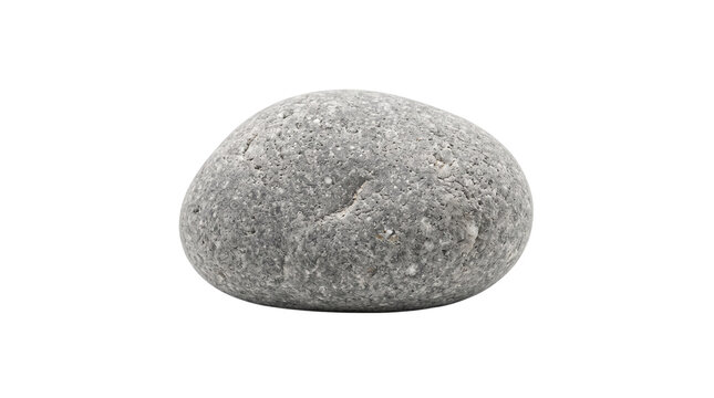 Smooth grey river stone isolated on a clean white background