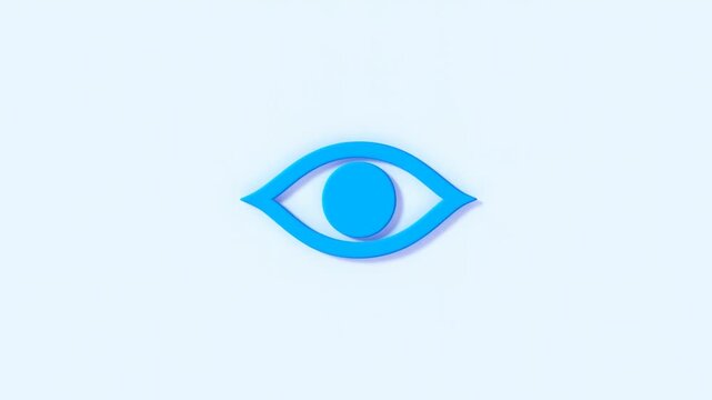 Eye symbol emerges from lips shape with glowing blue light on white background