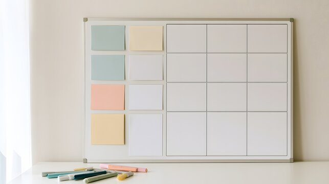 A magnetic weekly planner represents visual organization, task management, and structured daily planning.