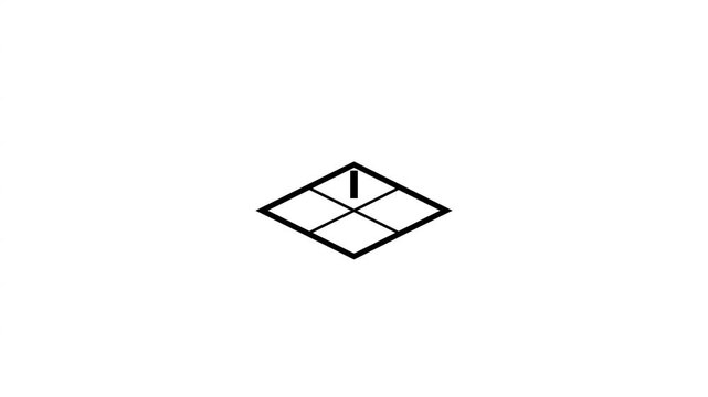Minimal geometric animation featuring a clean diamond-shaped grid structure, thin black linework and a bright neutral background.