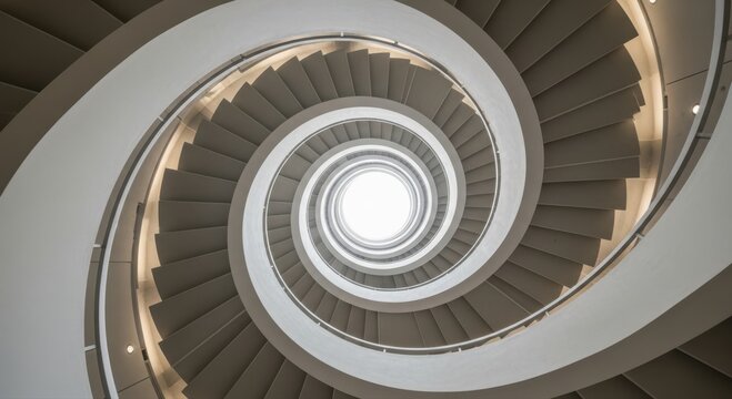 Spiral staircase with helical design in modern architectural setting