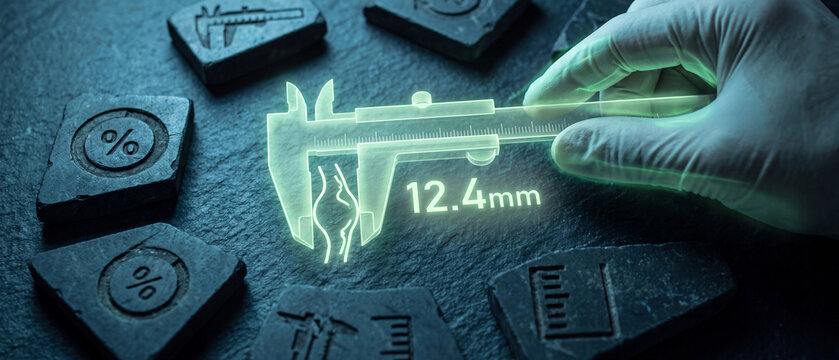 Precision body measurement and composition concept, professional using digital calipers for anthropometric data, body fat percentage tracking, athletic physical profiling