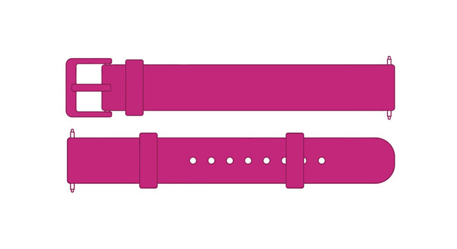 Magenta belt with buckle and strap flat vector illustration