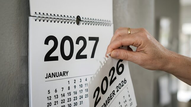 A hopeful transition into the future celebrating the arrival of the year 2027 with anticipation and excitement
