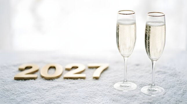 Celebrating the arrival of 2027 with sparkling champagne joyful festivities and hopeful new beginnings for a bright future