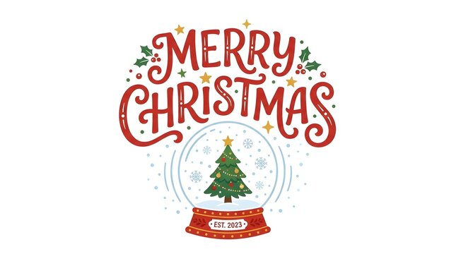 A festive and heartwarming image showcasing a beautiful snow globe with a christmas tree inside wishing everyone a merry christmas