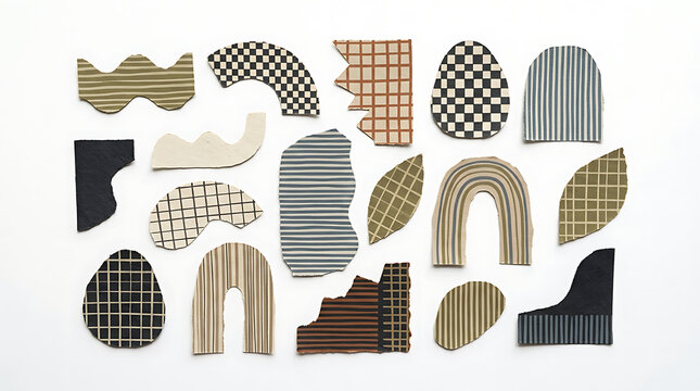 Set of abstract geometric fabric texture shapes